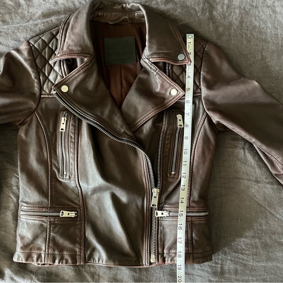 All Saints Cargo Leather Biker Jacket - Picture 8 of 9